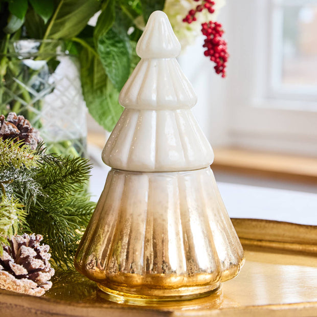 candle :: mercury glass :: tree ombre gold