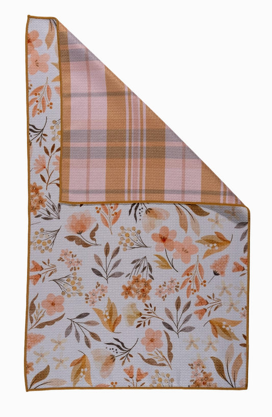 Pressed autumn leaf kitchen towel
