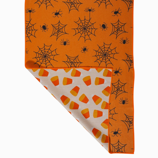 Halloween kitchen towel with candy corn print
