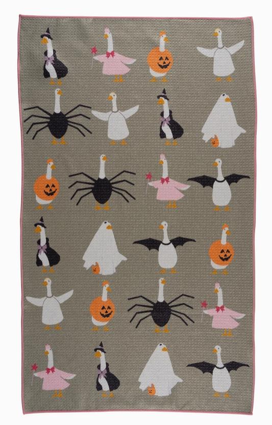 cozy autumn kitchen towel with porch design