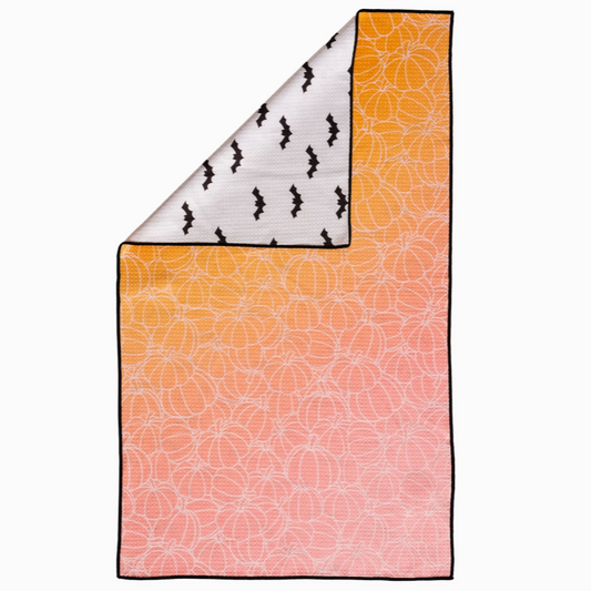pumpkin spice kitchen towel with autumn design