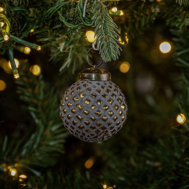 ornament :: kugel gold & grey 2"