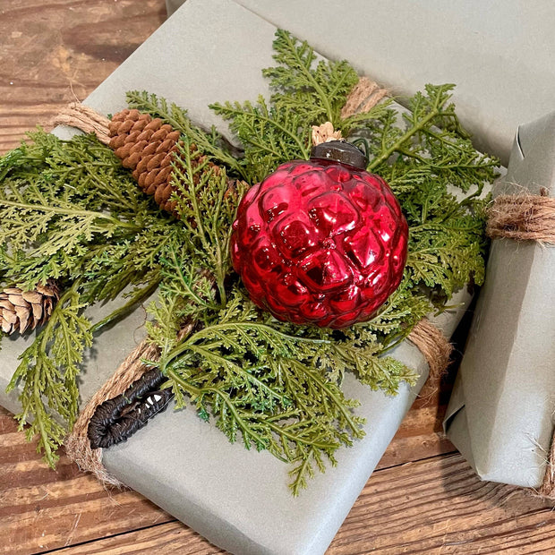ornament :: kugel quilted red 3"