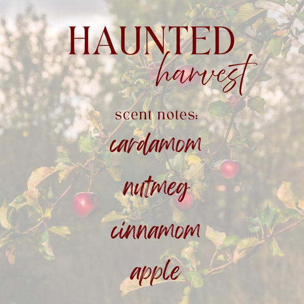 Cozy autumn candle with spooky undertones for Halloween