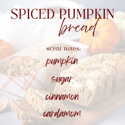 Cozy fall candle featuring spicy pumpkin bread fragrance