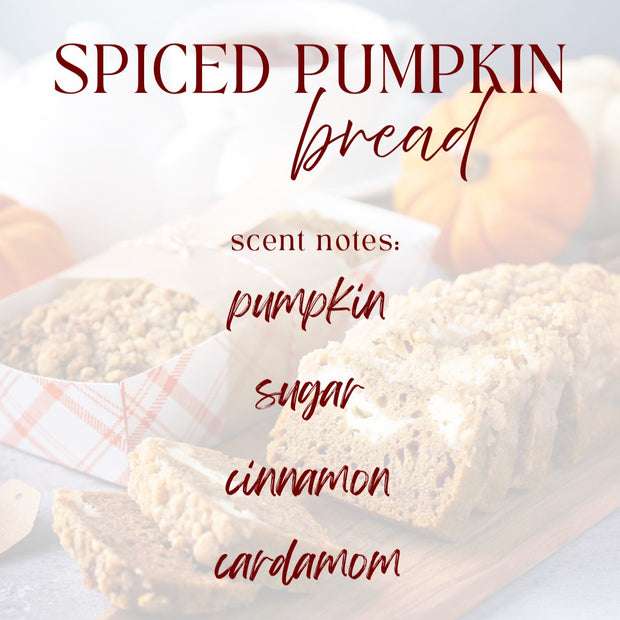 Cozy fall candle featuring spicy pumpkin bread fragrance
