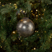 ornament :: kugel crackle silver 4"