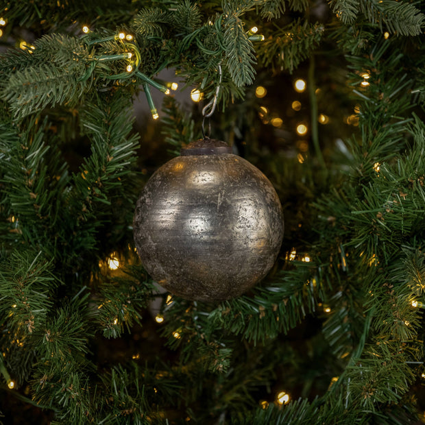 ornament :: kugel crackle silver 4"