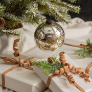 ornament :: kugel silver with gold snowflake 5"