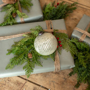 ornament :: kugel white ribbed 4"