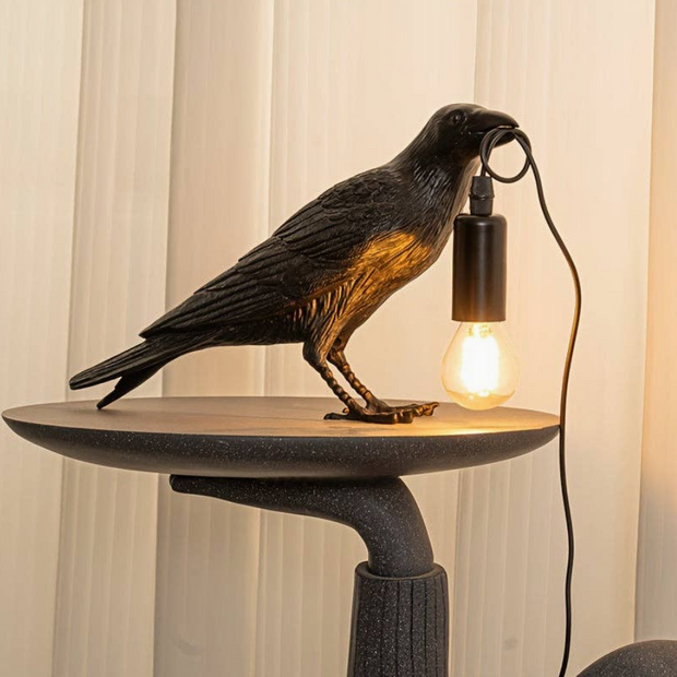 crow table lamp
