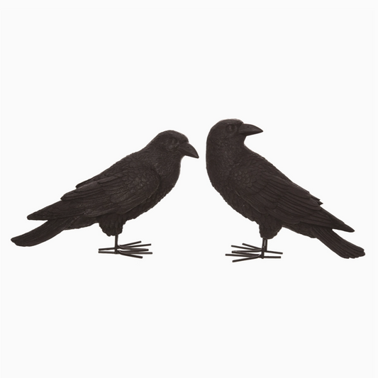 pair of black crow decorations for Halloween