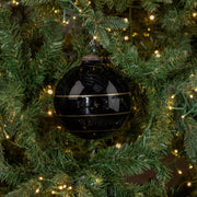 ornament :: kugel black with gold stripe 5"