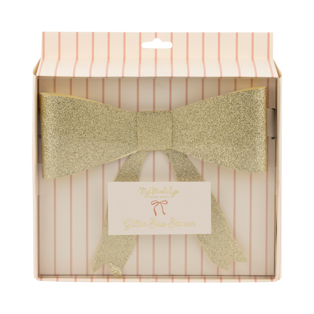 banner :: gold glitter bow 7'L