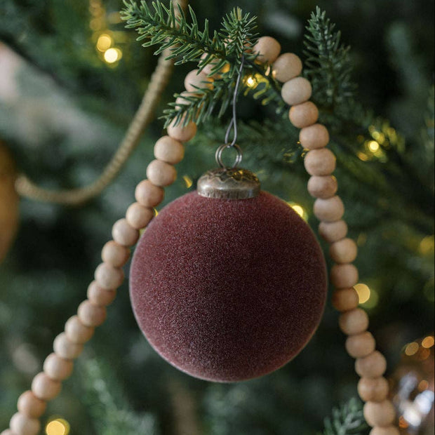 ornaments :: flocked bordeaux glass {set of 6}