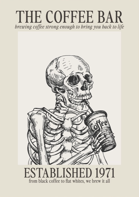 Coffee Bar decor print featuring cozy coffee cup illustration