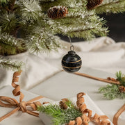 ornament :: kugel black with gold stripe 2.5"