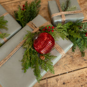 ornament :: kugel ribbed red 4"