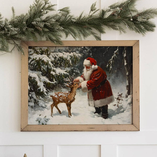 decor print :: santa claus & baby deer