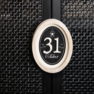 black and white palette decor item on shelf