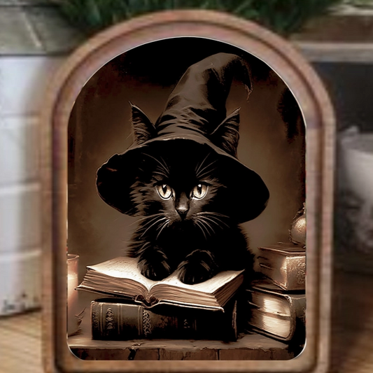 Black Cat decorative picture frame with sleek feline design