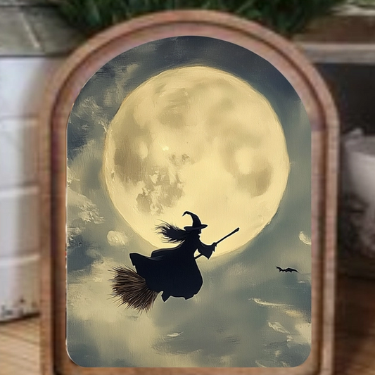 Witch and moon decorative picture frame with mystical design