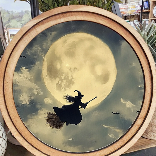 Witch and moon decorative picture frame with mystical design