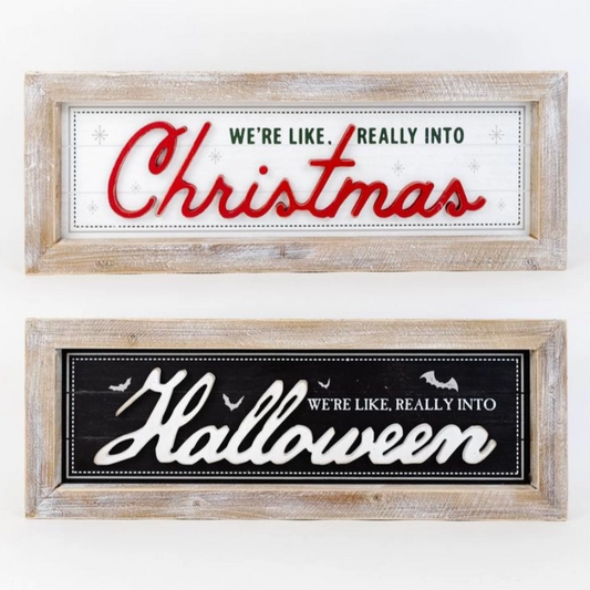double-sided seasonal frame with festive art