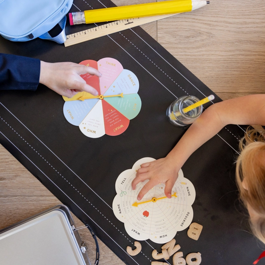 Children playing with educational tools on a table