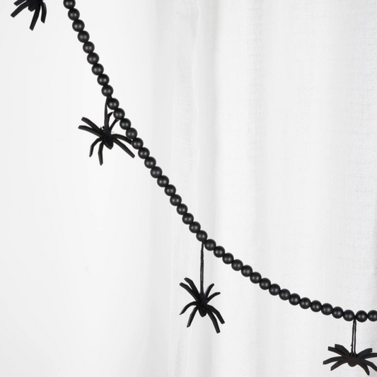 black Halloween string garland with spiders and beads