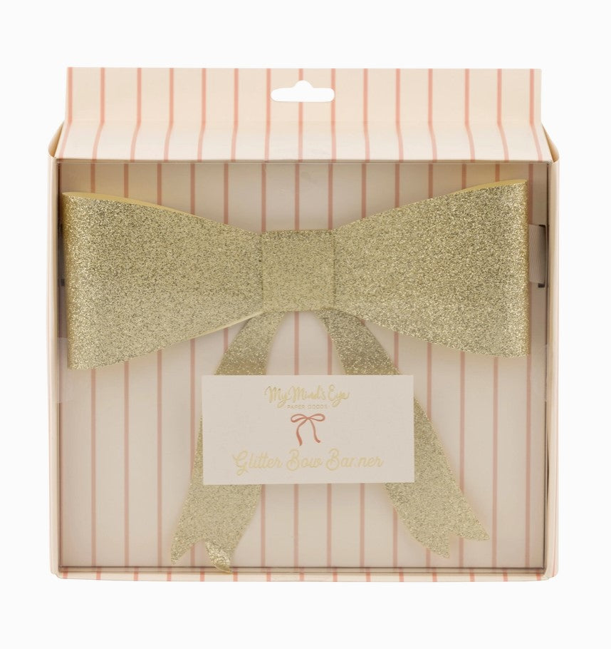 banner :: gold glitter bow 7'L