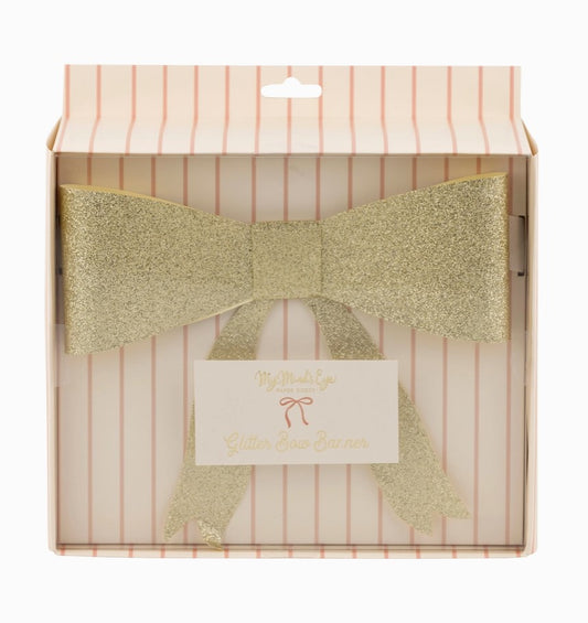 banner :: gold glitter bow 7'L