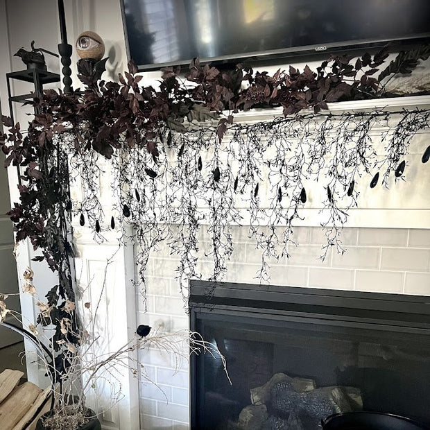 spooky black garland for haunted decor