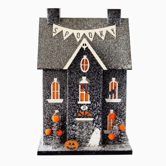 Haunted Home Halloween art print with eerie gothic house illustration