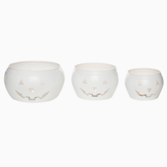 set of 3 jack-o'-lantern pumpkin decorations