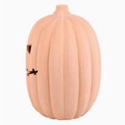 Pink pumpkin with a small entrance on a white background