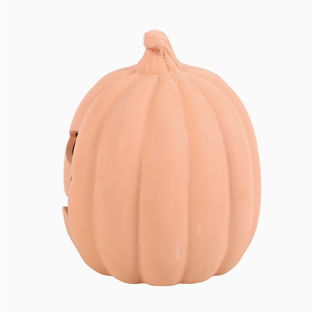 Peach-colored pumpkin on a white background