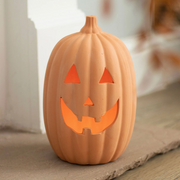Terracotta jack-o'-lantern sculpture 8.9 inches tall