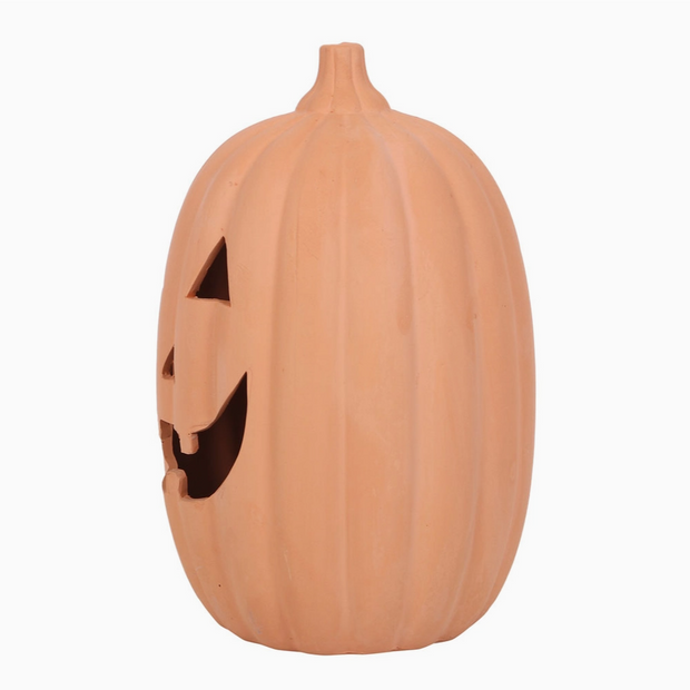Classic jack-o'-lantern terracotta figurine for seasonal decorating