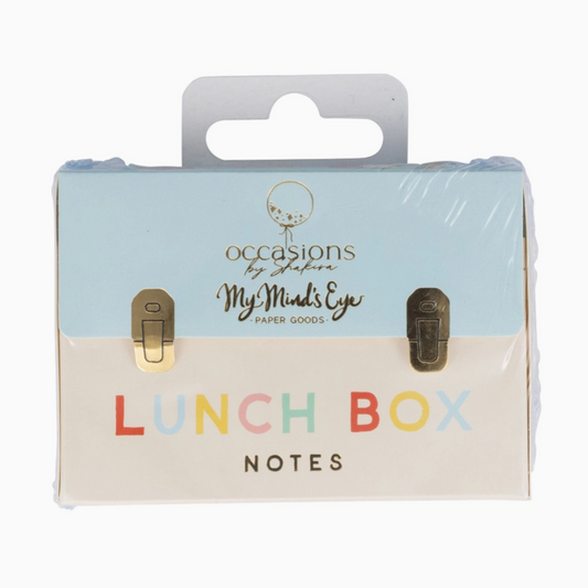 lunch box notes in blue and white box