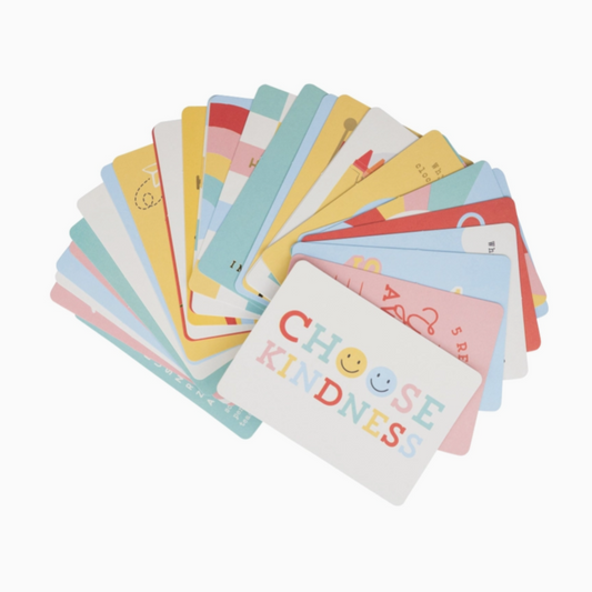 Set of colorful cards with various designs and a prominent 'Choose Kindness' card.