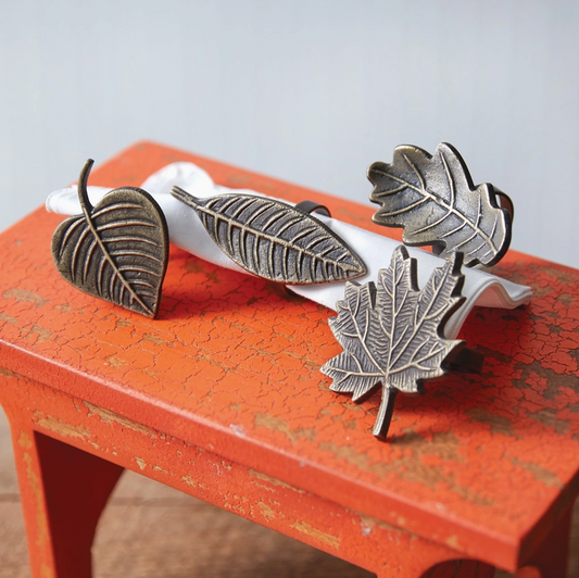 napkin ring :: leaves {set of 4}
