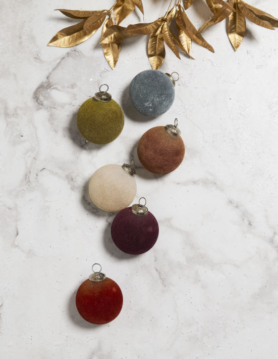 ornament :: flocked multi-colored 3.5"