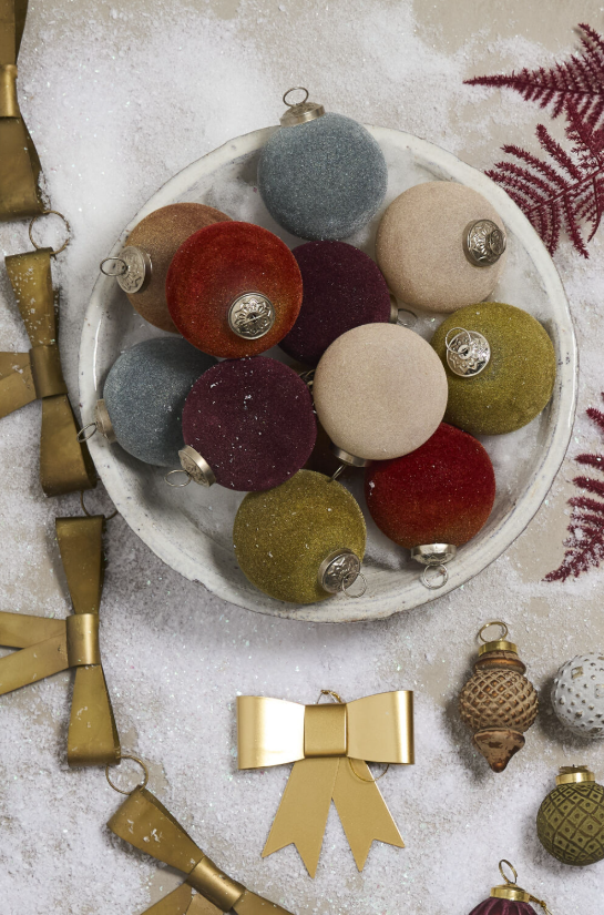 ornament :: flocked multi-colored 3.5"