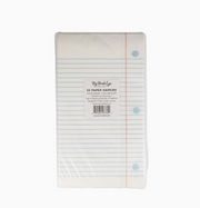 Packaged paper napkins with a notebook design on a white background