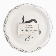Apothecary paper plates featuring vintage potion label designs