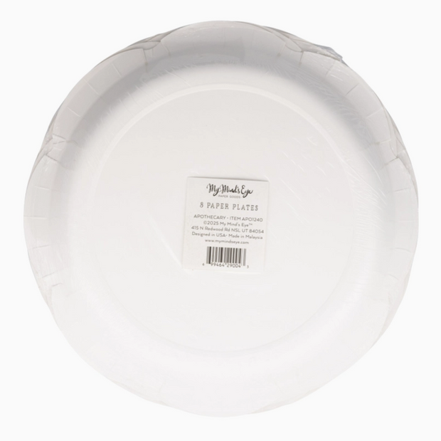 Halloween paper plates with antique-style spooky illustrations