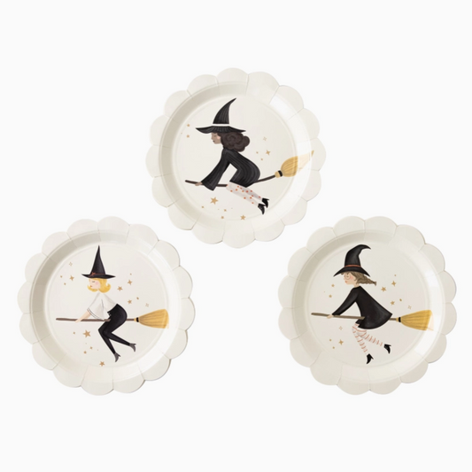 Witching Hour paper plates with mystical moon and stars design
