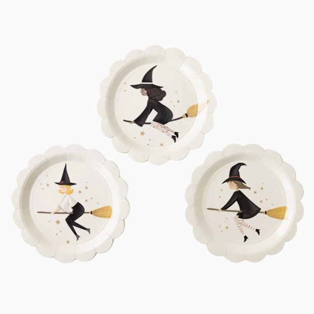 Witching Hour paper plates with mystical moon and stars design