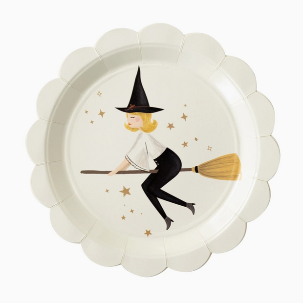Stylish witch-themed dinnerware for Halloween celebrations